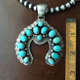 14 Stone Navajo Squash Blossom Naja with Navajo Beads Necklace Signed BRD