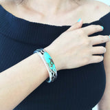 Collector Piece Classy Long Oval Royston Turquoise Bracelet Signed Snowhawk