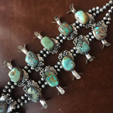 Large Handmade Carico Lake Squash Blossom Naja Necklace Signed B