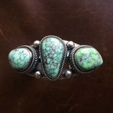 Beautiful Handmade Sterling Silver 3-Stone Carico Lake Turquoise Bracelet