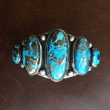 Classic Handmade Sterling Silver 5-Stone Persian with Pyrite Turquoise Bracelet