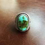 For Men Handmade Sterling Silver Small Oval Royston Turquoise Ring Size 9