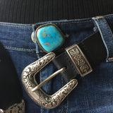 Handmade Sleeping Beauty Turquoise Sterling Denim Brown Metal Tack Button