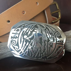 For Men Large Sterling Silver Navajo Eagle Kachina Belt Buckle