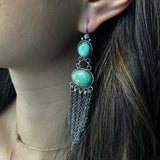 Beautiful Elegant Two-Stoned Carico Lake Dangle Chandelier Luxury Earrings