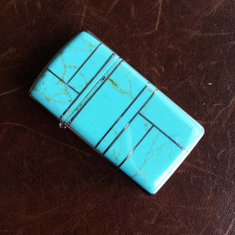 2.25" x 1.125" Turquoise Inlay Zippo Lighter
