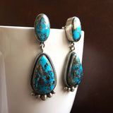 Handmade Simple Sterling Silver 2-Stone Ithaca Peaks Turquoise Earrings