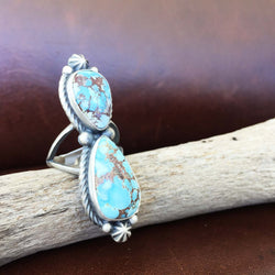Beautiful Two Stoned Gobi Desert Lavender Stamped Sterling Silver Ring Size 9