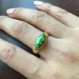 Gem Grade Lime Green Carico Lake Turquoise Ring in 18K Gold Mona Van Riper Sz 8