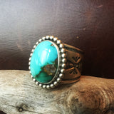 For Men Medium Small Royston Turquoise Stamped Sterling Silver Ring Size 15