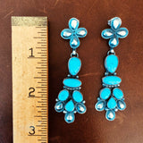 Beautiful Clustered Morenci Turquoise with Pyrite Sterling Dangle Earrings