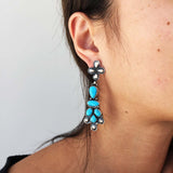 Beautiful Clustered Morenci Turquoise with Pyrite Sterling Dangle Earrings