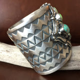 Beautiful Sterling Blue Carico Lake Turquoise Cuff Signed Darrin Livingston