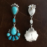 Beautiful Handmade Sterling Silver Blue Campitos Turquoise Long Dangle Earrings