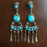 Crescent River Egytpain Turquoise Dangle Earrings Signed Carlos Santa Fe