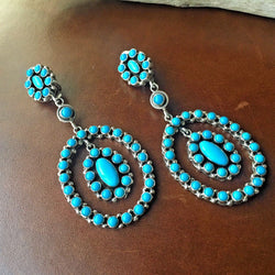 Natural Sleeping Beauty Turquoise Cluster Hoop Dangle Clip Earrings Emma Lincoln