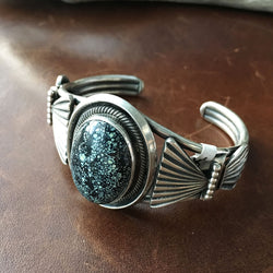 Beautiful Simple Oval Natural New Lander Sterling Silver Bangle Bracelet