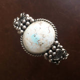 Large Natural Circular Dry Creek Turquoise Sterling Silver Overlay Bracelet