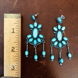 Navajo Handmade Light Blue Campitos Turquoise Clustered Dangle Earrings