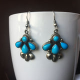 4 Stone Sleeping Beauty Turquoise Sterling Earrings Natural Stone Handmade