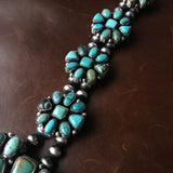 Double Oxidized Sterling Navajo Pearl Carico Lake Squash Blossom Necklace Signed