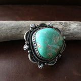 Large Royston Turquoise Sterling Silver Statement Ring Size 9 Signed