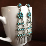 Beautiful Mini Clustered 6 Carat Egyptian Turquoise Chandelier Luxury Earrings