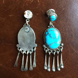 Blue River Egyptian Turquoise Dangle Earrings Signed Carlos Santa Fe