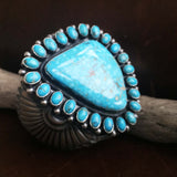 Handmade Sterling Silver Natural Kingman Birdeye Turquoise Statement Bracelet