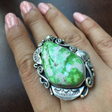 Handmade High Grade Carico Lake Turquoise Sterling Ring Signed Dany Clark size 6