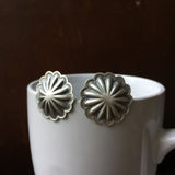 Handmade Sterling Silver Stamped Flower Earrings Signed by Harris Joe