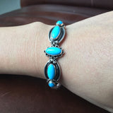 Sterling Natural Sleeping Beauty Turquoise Cuff Bangel Bracelet Navajo Signed US