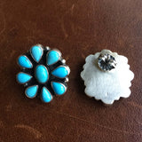 Light Blue Daisy Flower Sleeping Beauty Turquoise Sterling Silver Earrings