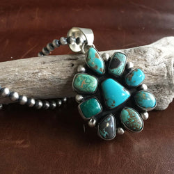 Medium Handmade Sterling Silver Carico Lake Pendant with 5mm Navajo Bead Chain