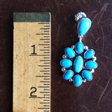 Beautiful Sterling Silver Mini Clustered Kingman Turquoise Dangle Earrings