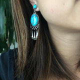 Blue River Egyptian Turquoise Dangle Earrings Signed Carlos Santa Fe