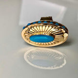 Blue Gold Treasure 14K Gold Sleeping Beauty Double Layer Flower Ring Size 8