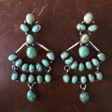 Beautiful Handmade Carico Lake Turquoise Mini Cluster Chandelier Earrings