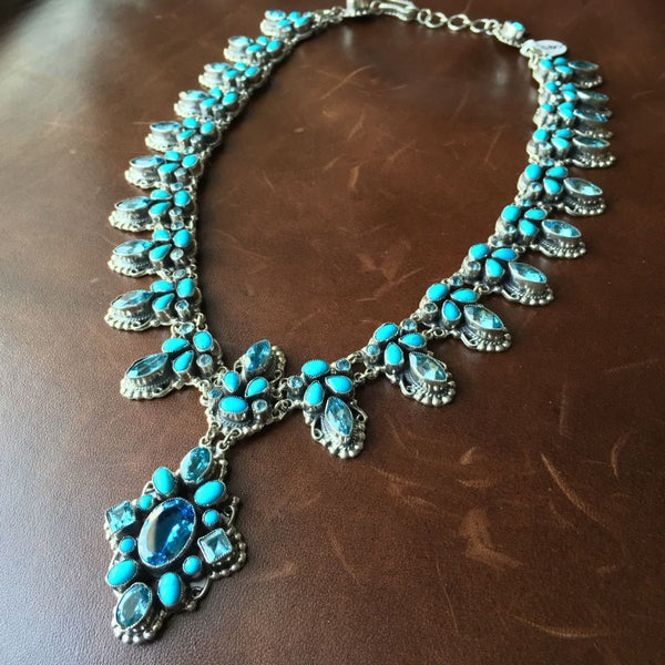 Elegant Sterling Natural Sleeping Beauty Turquoise Topaz Necklace Leo Feeney