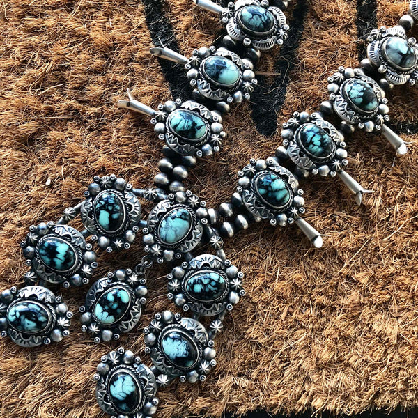 Extra Large Statement Naja Navajo Pearl New Lander Squash Blossom