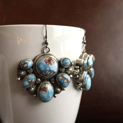 Navajo Handmade Sterling Silver Medium Cluster Desert Lavender Earrings