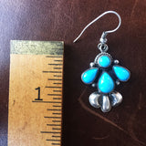 4 Stone Sleeping Beauty Turquoise Sterling Earrings Natural Stone Handmade