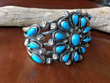 Native American Cluster Sleeping Beauty Cuff Bracelet Signed by Marita Benally