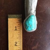 Beautiful Handmade Simple Sterling Silver Pilot Mountain Turquoise Ring Size 8