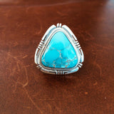 Beautiful Sterling Silver Royston Turquoise Equilateral Triangle Ring Size 8