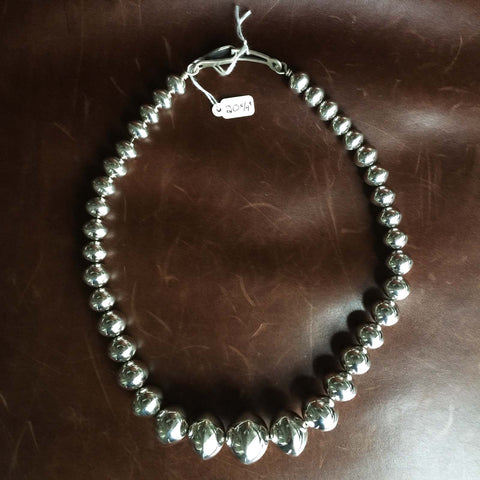 21 Inch Navajo Handmade Varied Sized Navajo Beads Necklace Chain