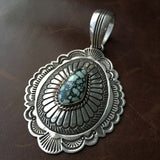 Damele Turquoise Sterling Silver Stamp Pendant Only Hallmarked Arnold Blackgoat