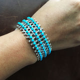 Beautiful 3 Row Sleeping Beauty Turquoise Mini Cluster Sterling Bracelet Cuff