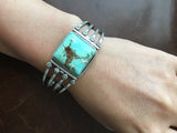 Simple Sterling Silver Bracelet with Royston Turquoise Signed Marita Benally