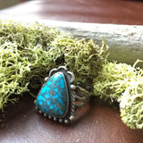Old Pawn Handmade Super Rare Lone Mountain Turquoise Ring Size 6
